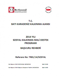 Batı Karadeniz Kalkınma Ajansı 2014 Sosyal Kalkınma MDP Başvuru Rehberi 