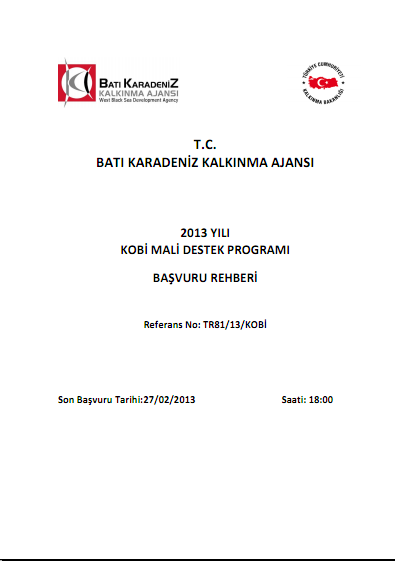 Batı Karadeniz Kalkınma Ajansı 2013 Kobi MDP Başvuru Rehberi 