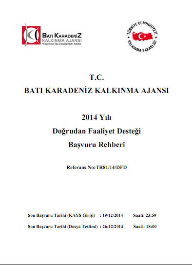 Batı Karadeniz Kalkınma Ajansı 2014 DFD Başvuru Rehberi