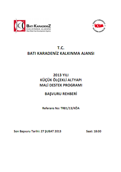 Batı Karadeniz Kalkınma Ajansı 2013 KÖA MDP Başvuru Rehberi