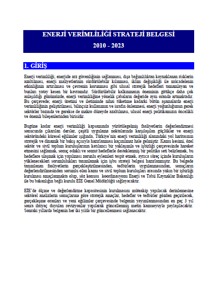 2010-2023 Enerji Verimliliği Stratejisi