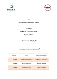 2015 Yılı Teknik Destek Başvuru Rehberi