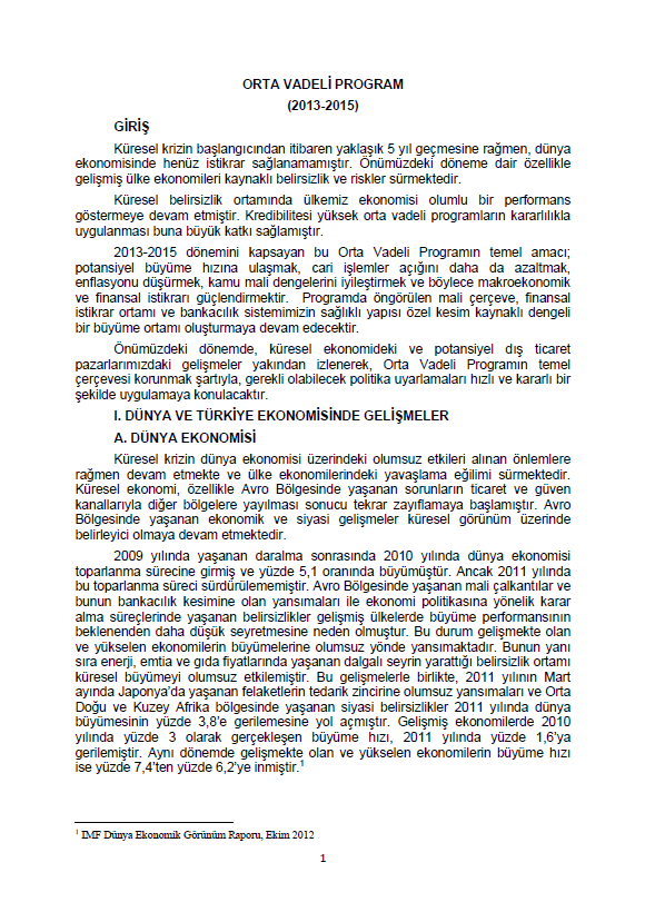 2013-2015 Orta Vadeli Program