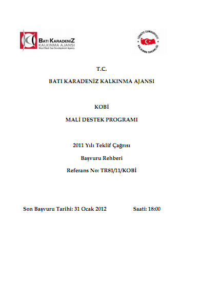 Batı Karadeniz Kalkınma Ajansı 2011 KOBİ MDP Başvuru Rehberi