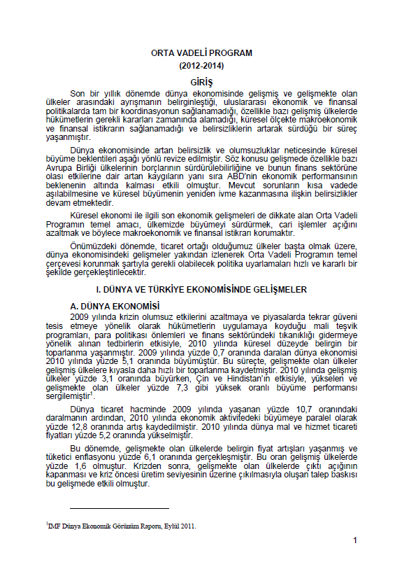 2012-2014 Orta Vadeli Program