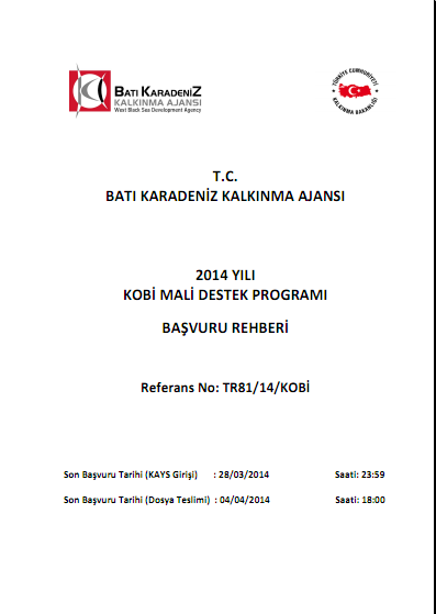Batı Karadeniz Kalkınma Ajansı 2014 KOBİ MDP Başvuru Rehberi